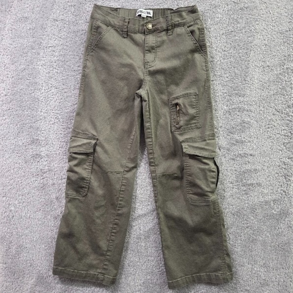 DISCLOSURE Pants Womens 7/28 Gray Green Cropped Cargo Cotton Spandex Relaxed Fit